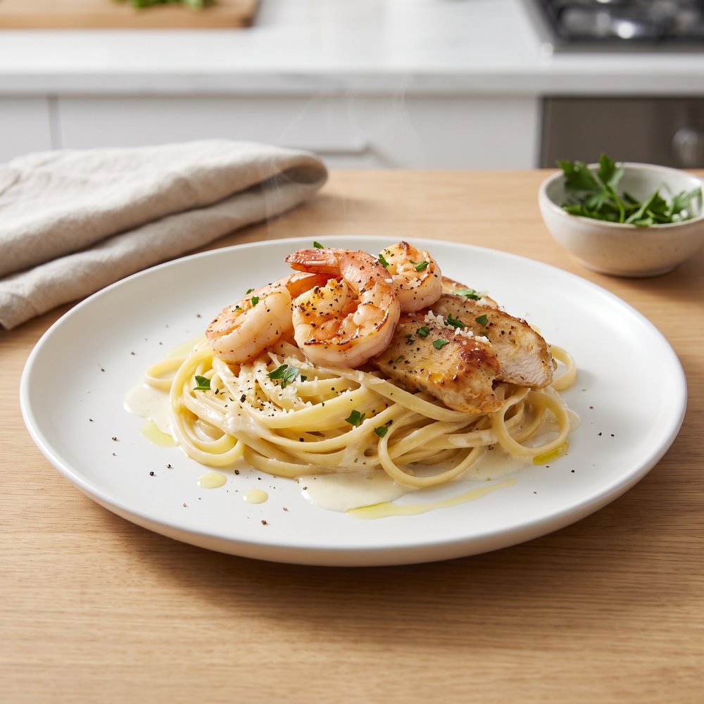 Grilled Shrimp and Chicken Pasta