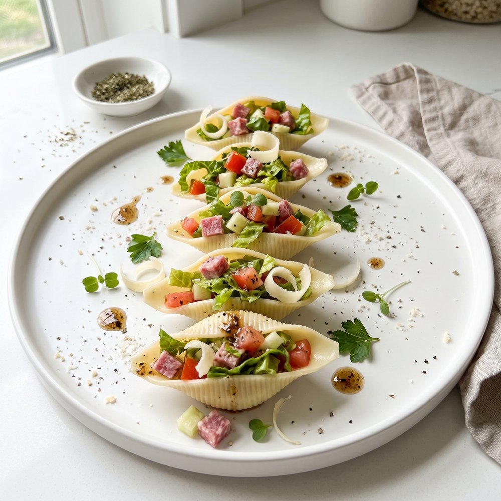 Pasta Shells Filled with Chopped Salad