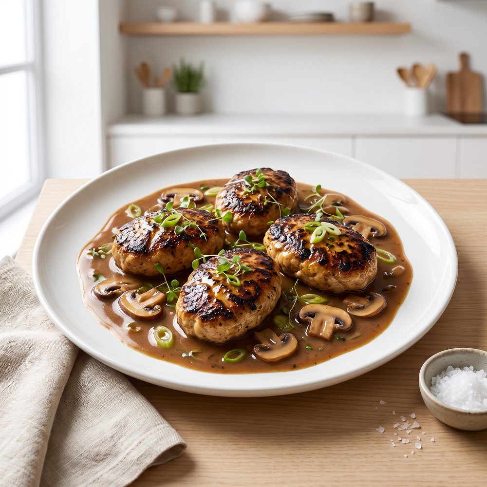 Chicken Salisbury Patties with Mushroom Gravy