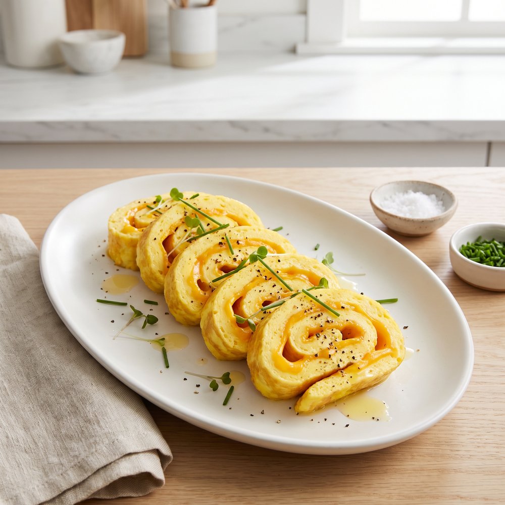 Rolled Baked Omelet with Cheddar