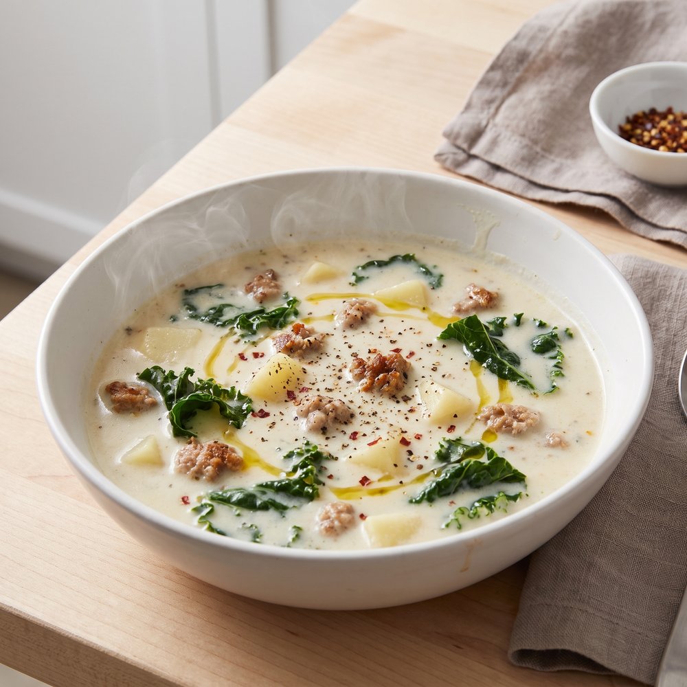 Creamy Italian Sausage, Potato & Kale Soup