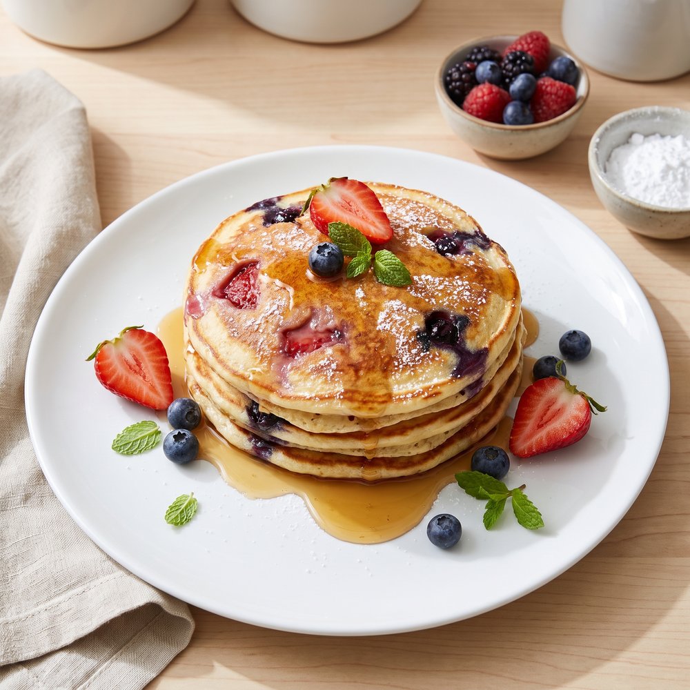 Mixed Berry Blender Pancakes