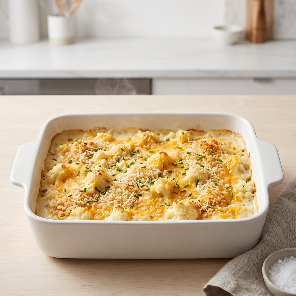 Three-Cheese Cauliflower Casserole