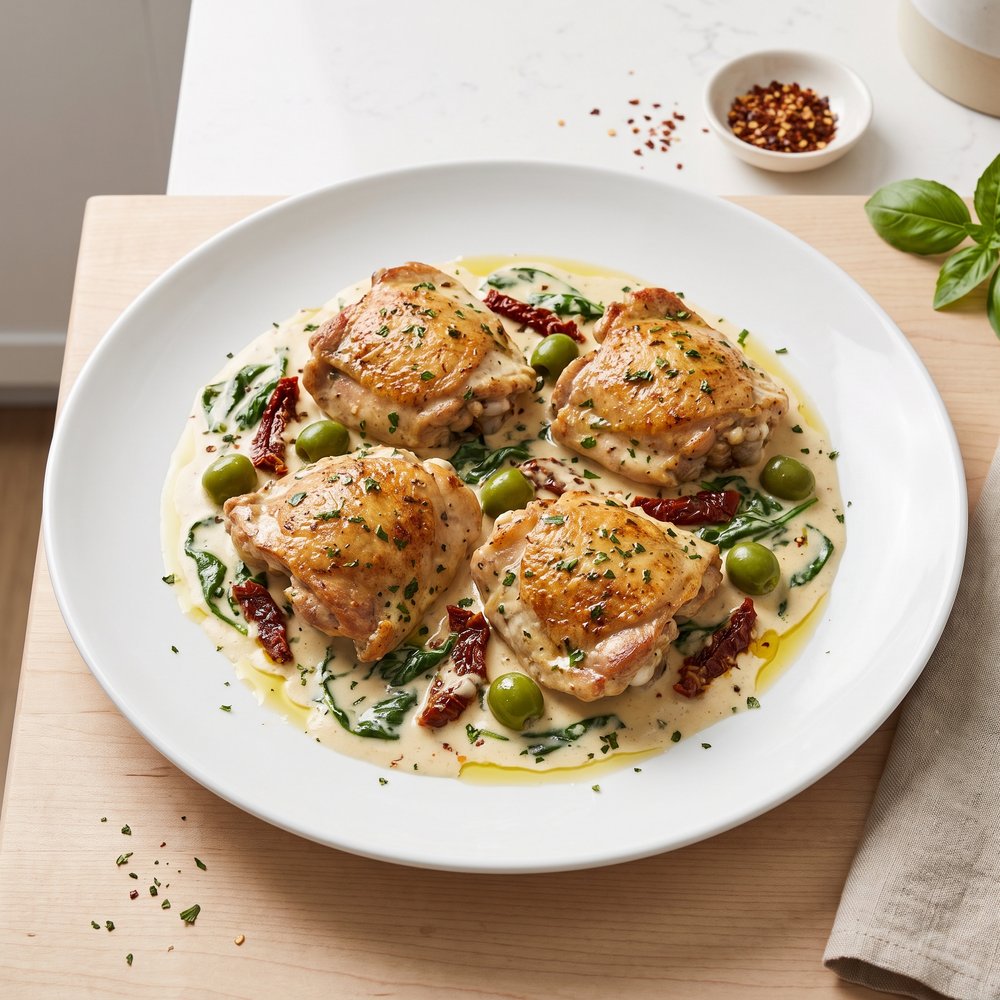 Crockpot Tuscan-Style Chicken Thighs