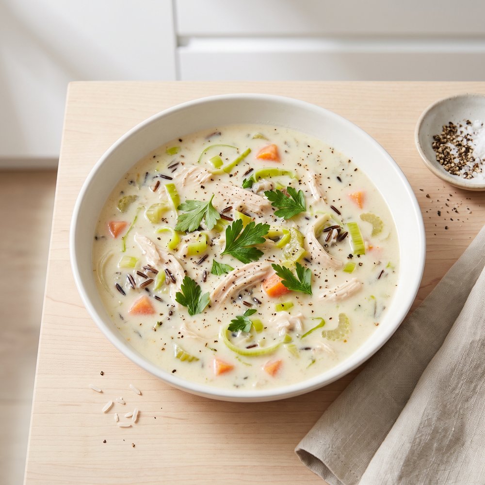 Creamy Chicken, Leek & Wild Rice Chowder
