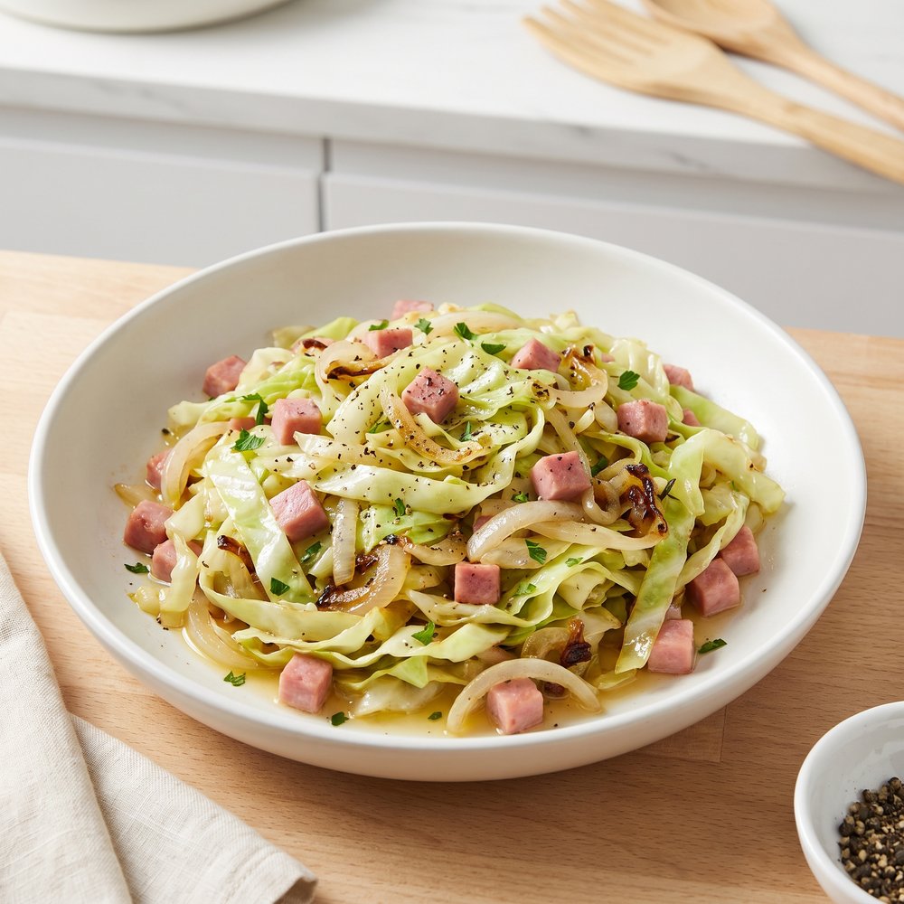 Skillet Ham with Cabbage