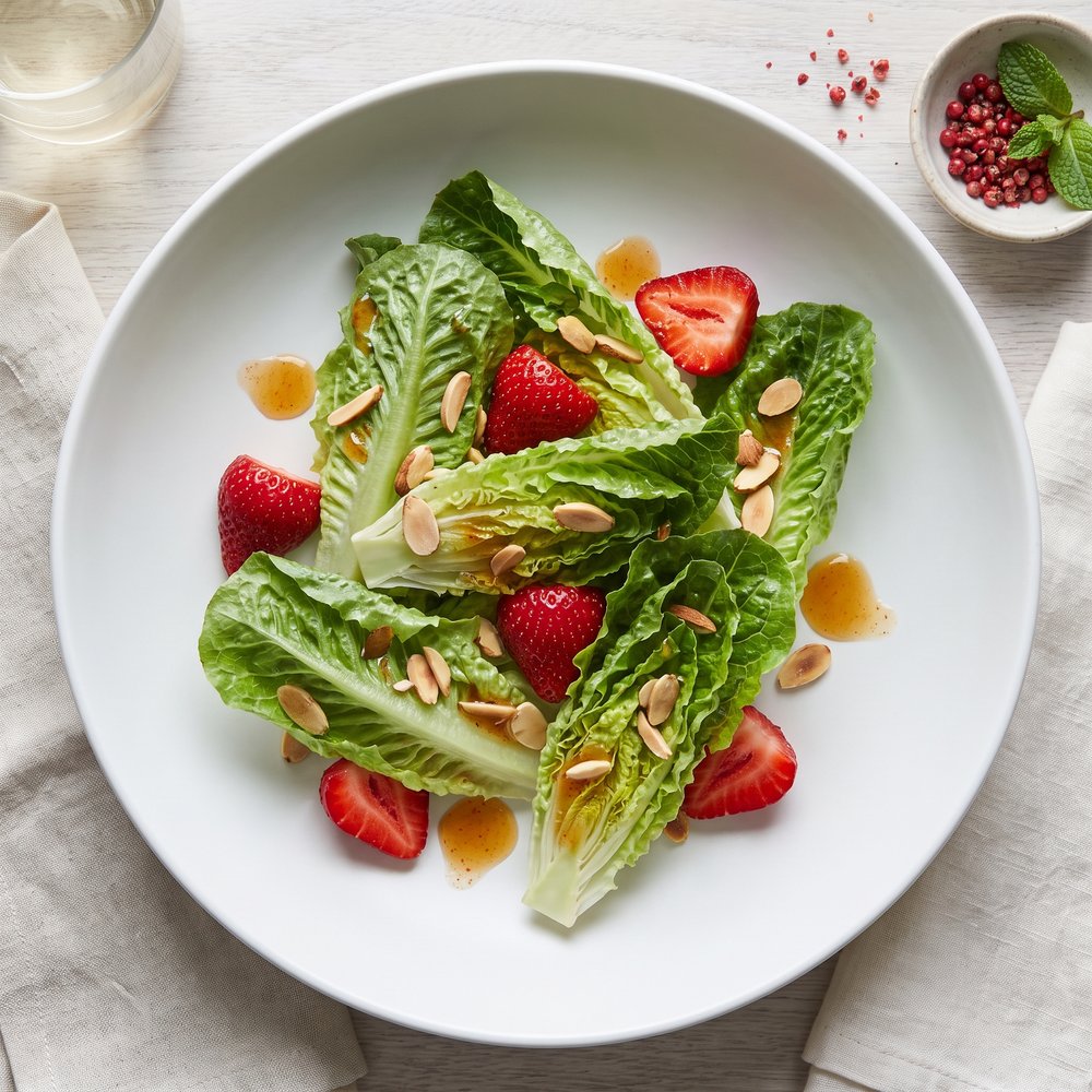 Strawberry and Almond Romaine Salad