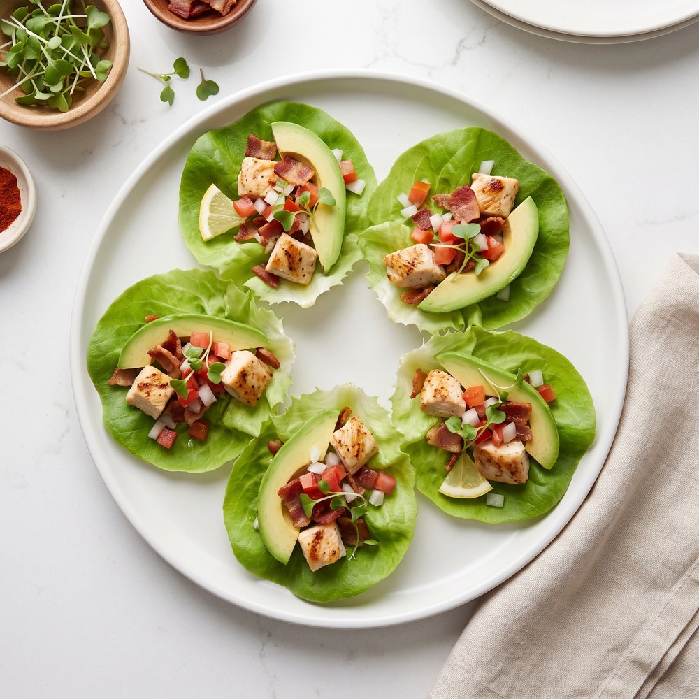 Lettuce Wraps with Chicken, Avocado & Bacon