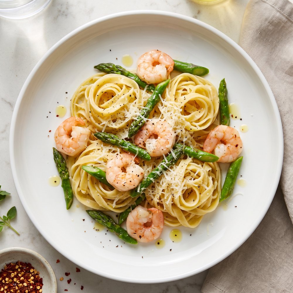 Fettuccine with Shrimp and Asparagus