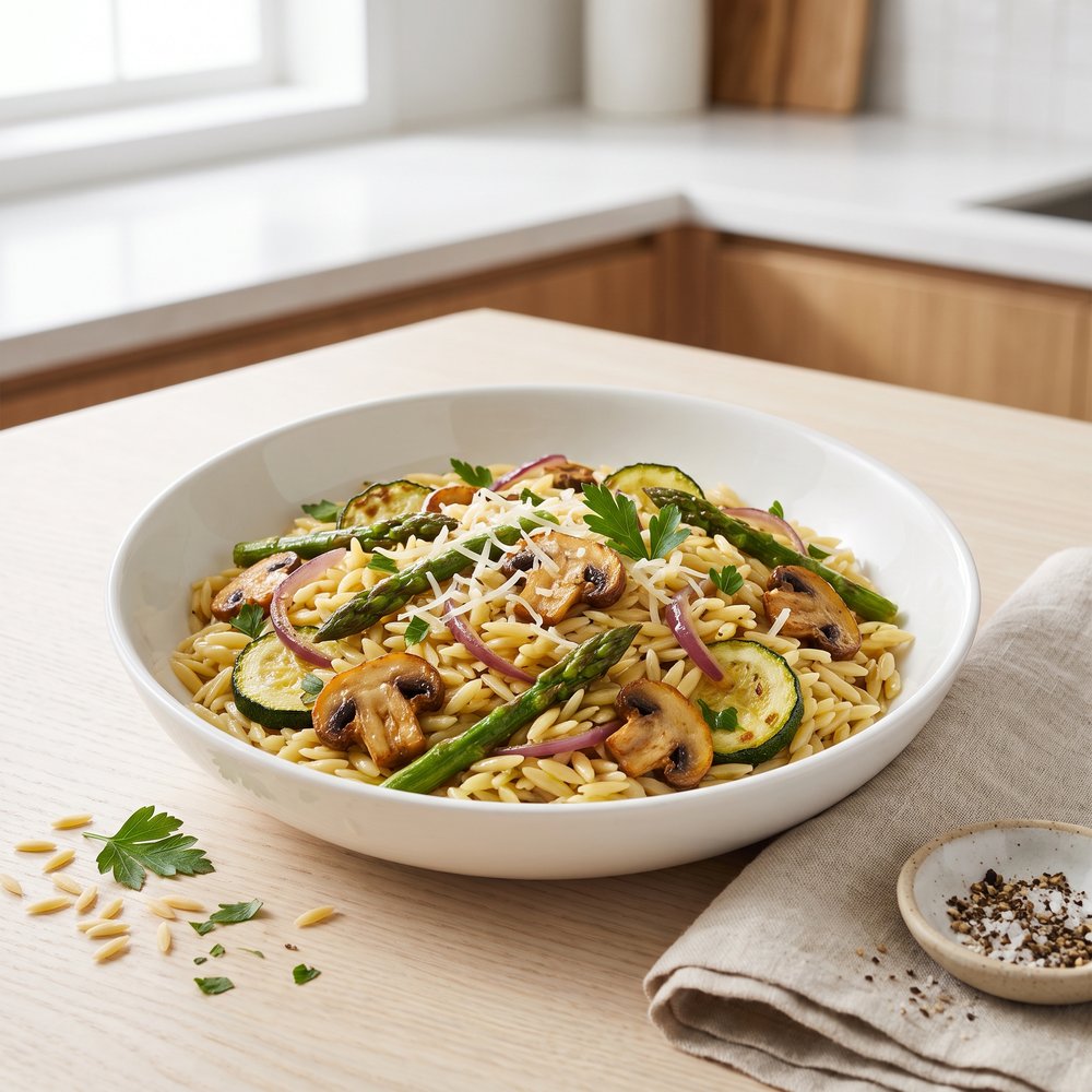 Orzo with Oven-Roasted Vegetables
