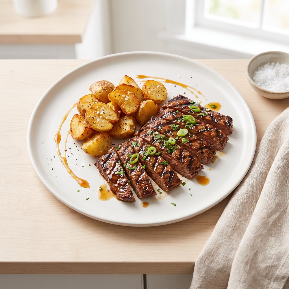 Grilled Skirt Steak with Roasted Potatoes