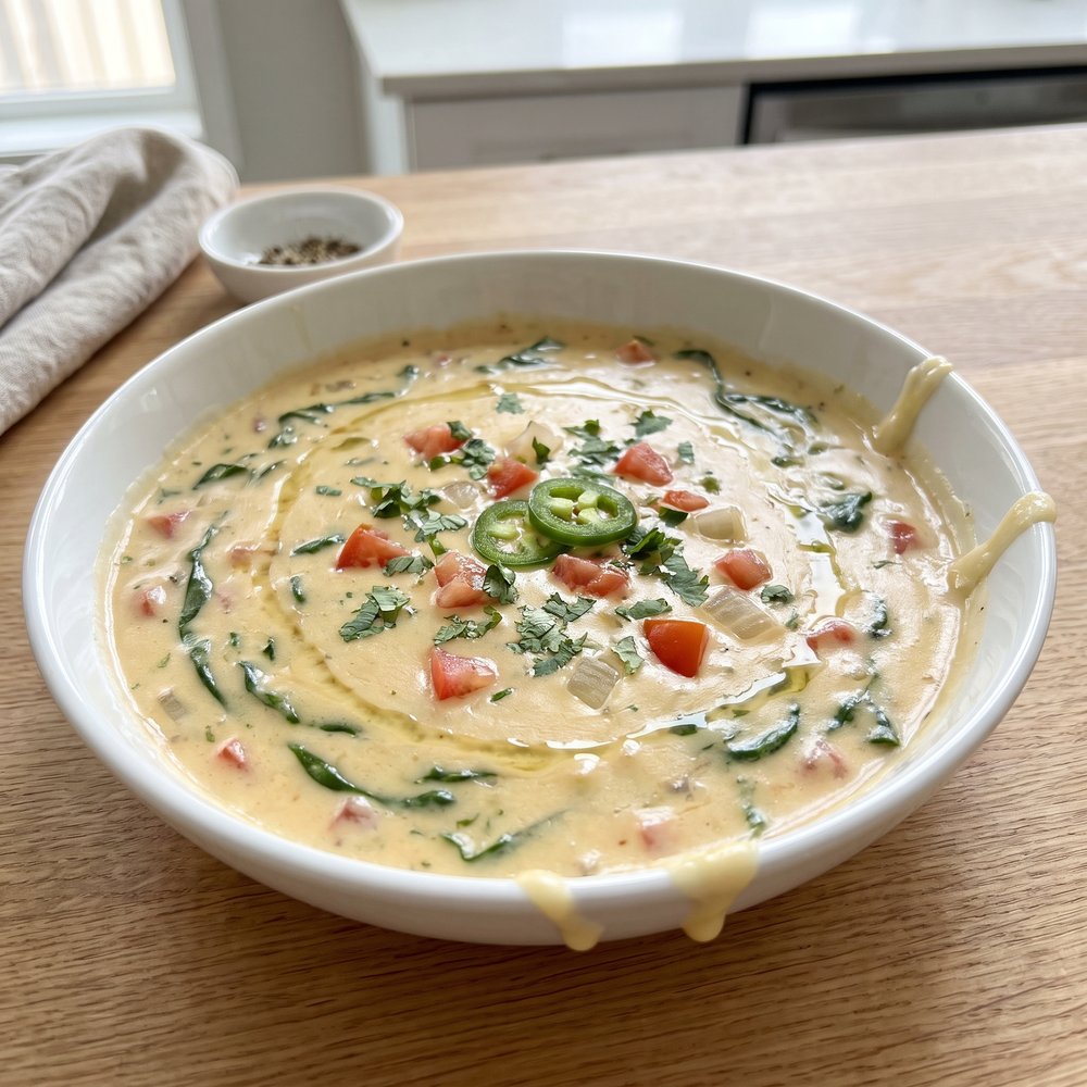 Spinach and Pepper Jack Queso Dip