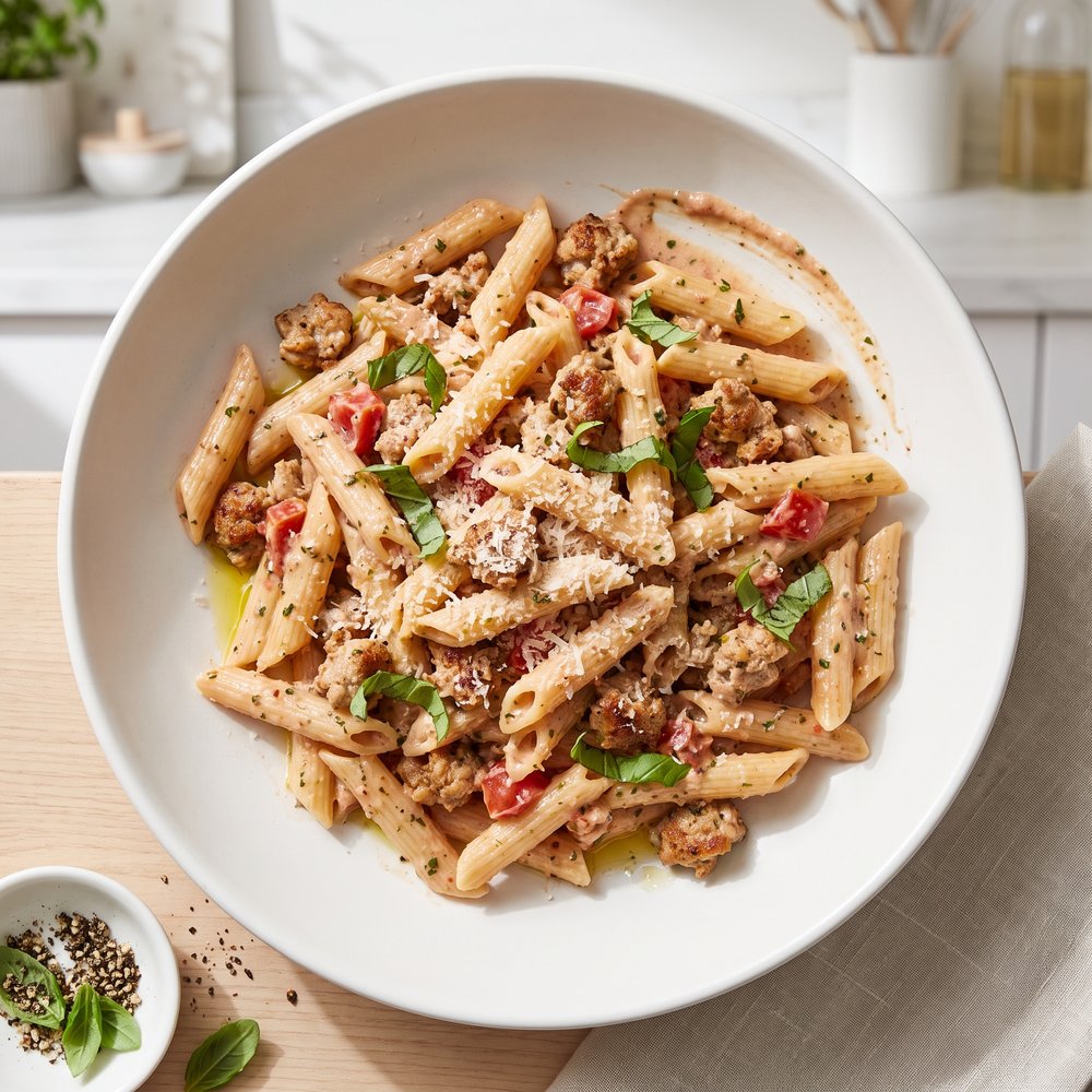Brian's Pesto Tomato Chicken Sausage Penne