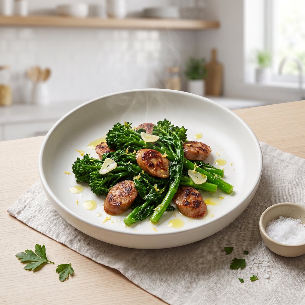 Fennel Sausage with Broccoli Rabe and Lemon