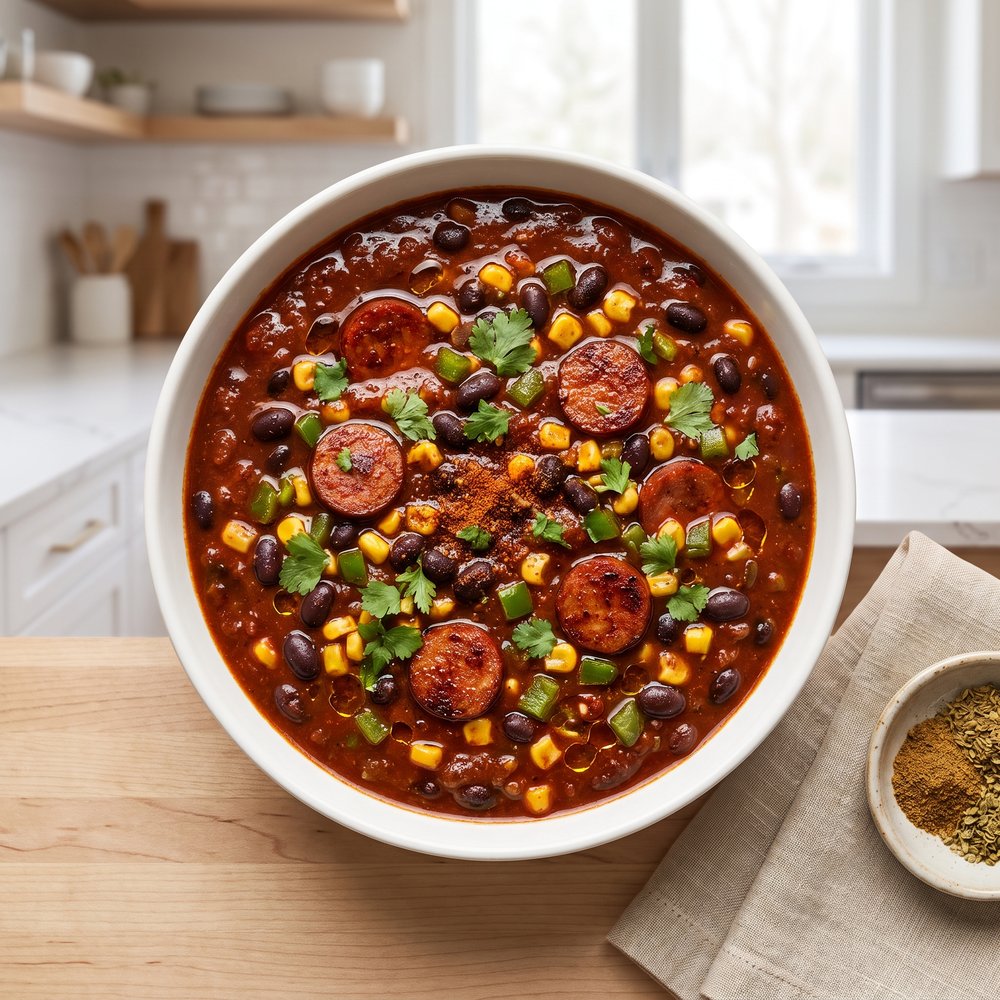 Black Bean Chili with Mexican Chorizo