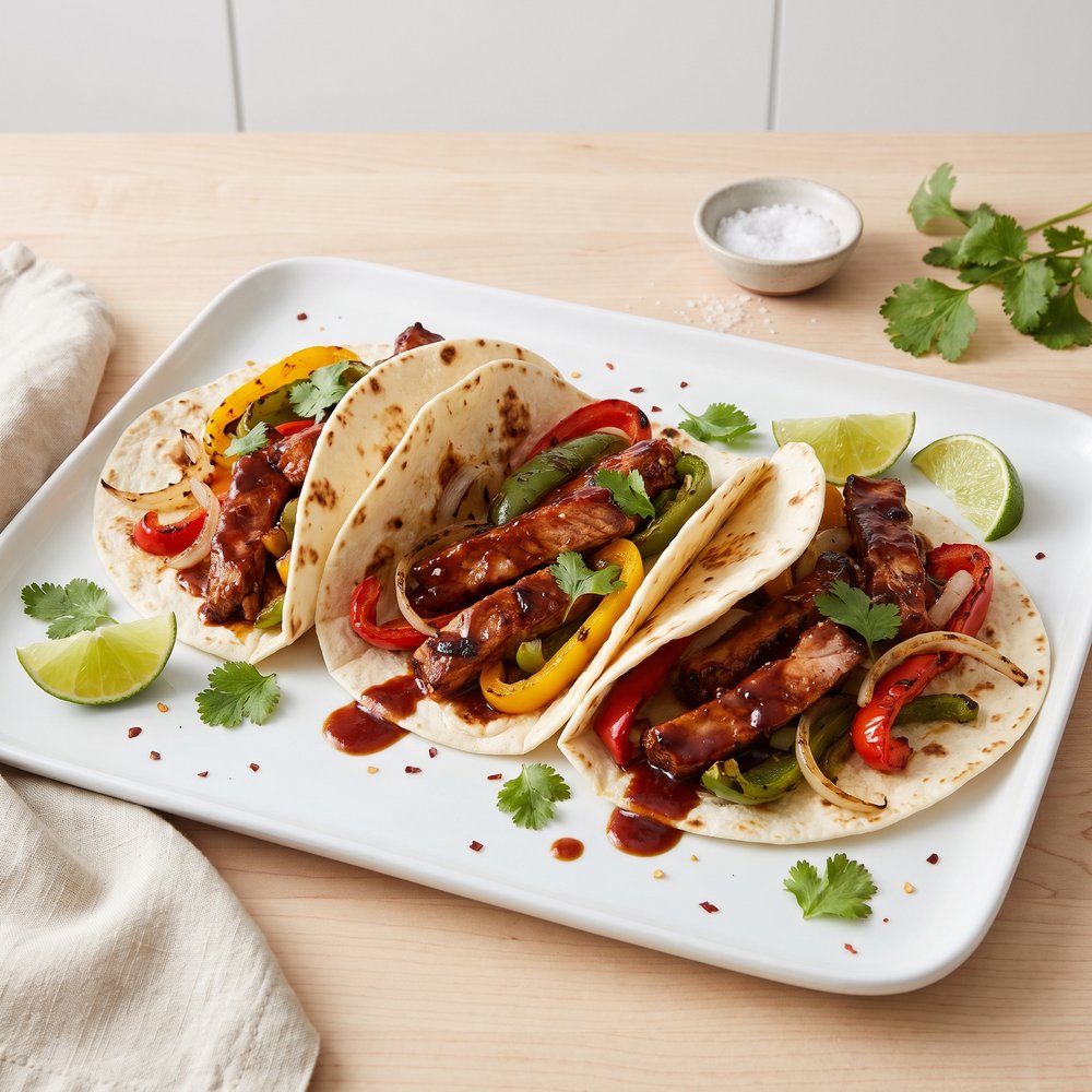 BBQ Pork Fajitas with Peppers and Onions