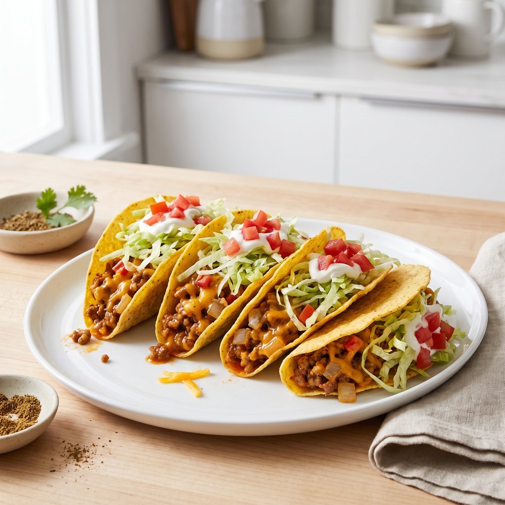 Cheesy Rotel Beef Tacos