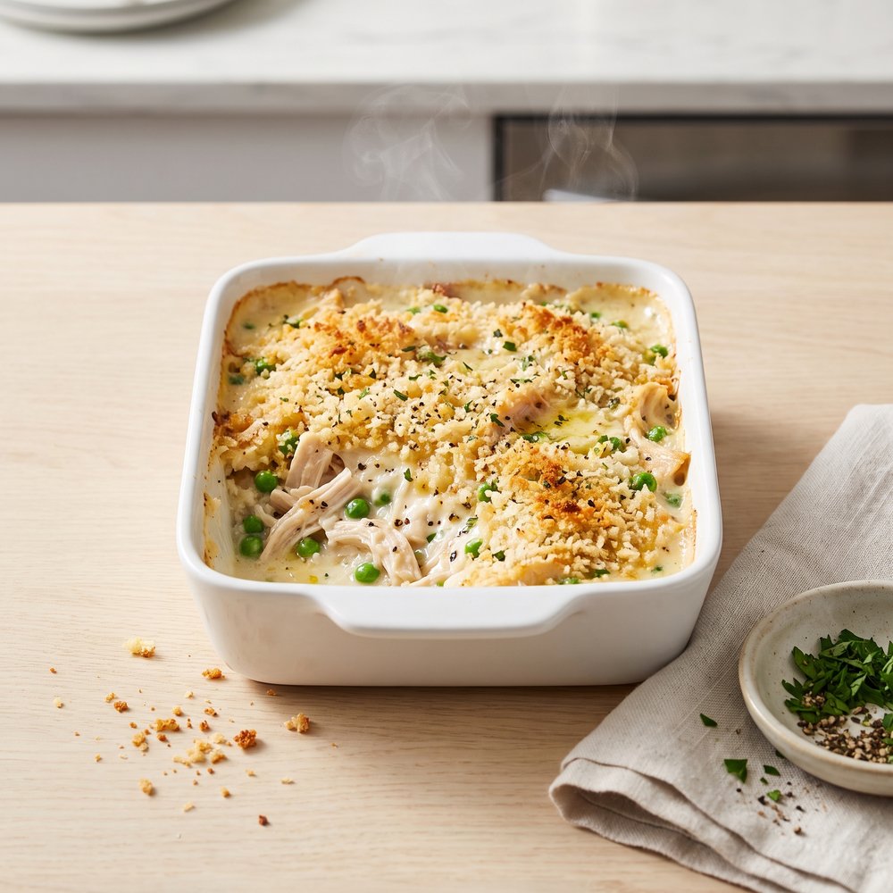 Creamy Chicken Alfredo Rice Bake
