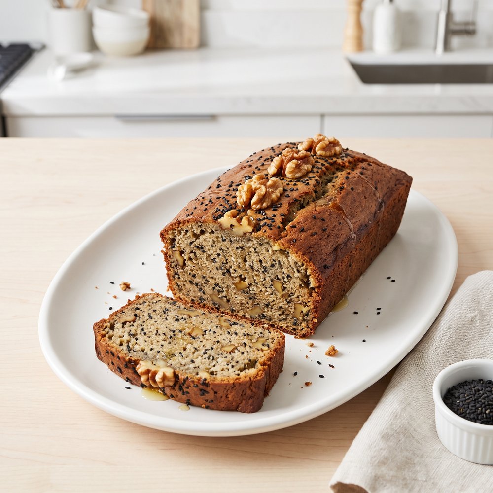 Banana Bread with Black Sesame and Walnuts