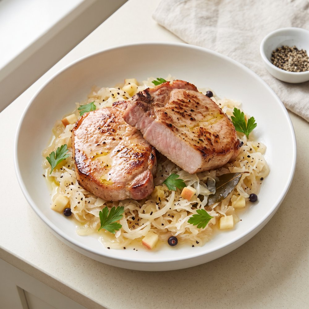 Smoked Pork Chops with Sauerkraut
