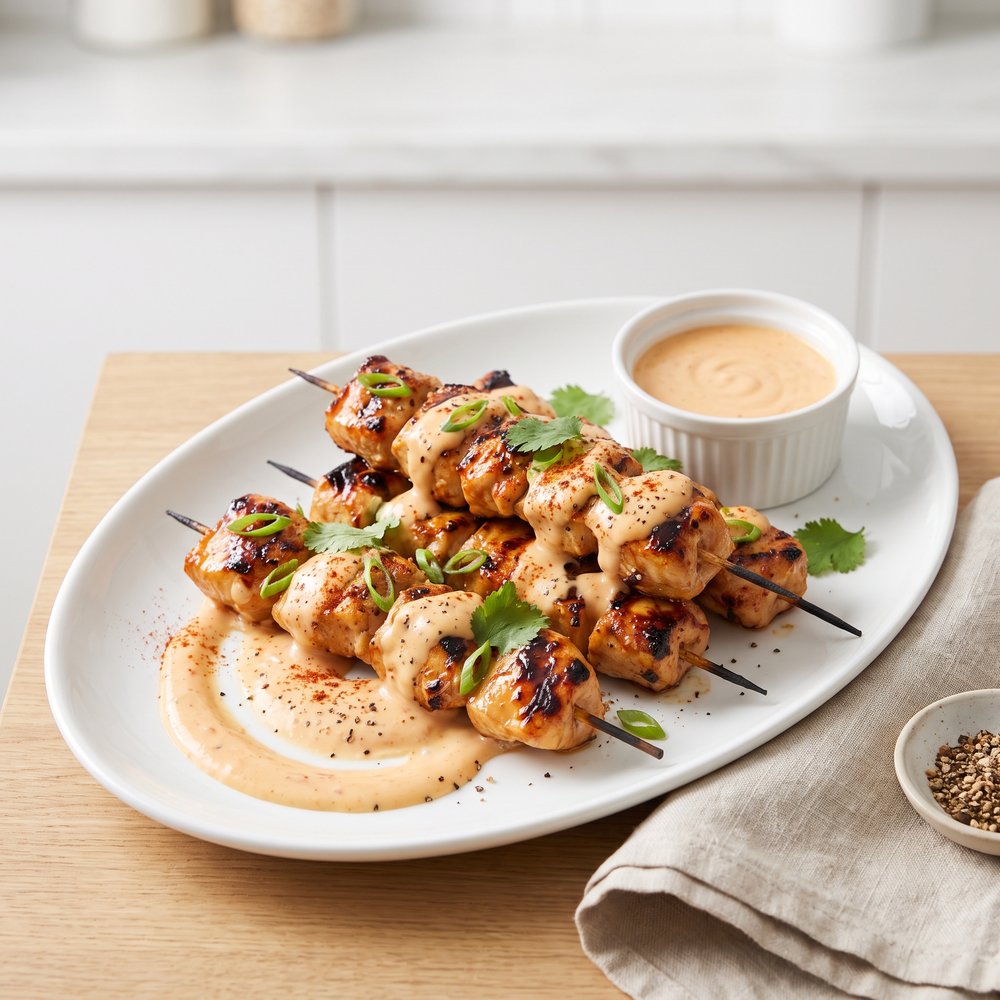 Spicy Bang Bang Chicken Kebabs