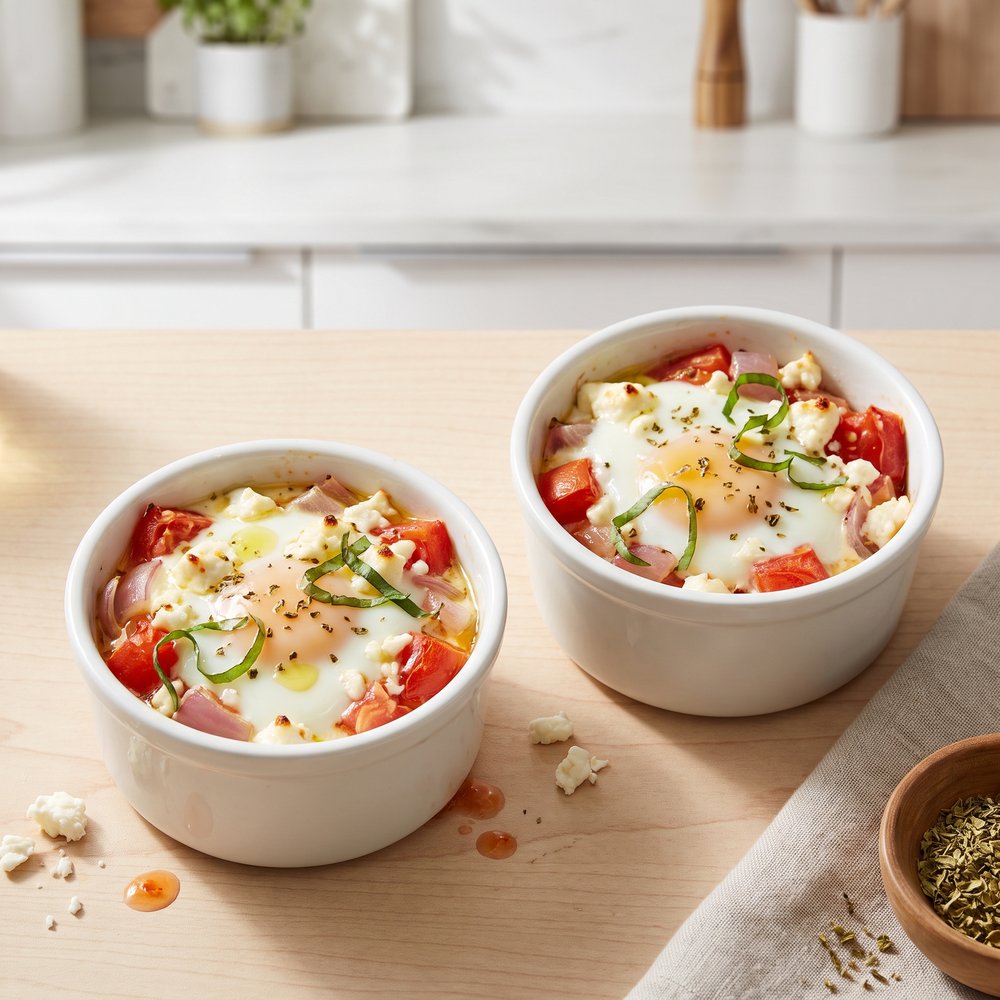 Oven-Baked Eggs with Feta and Tomatoes