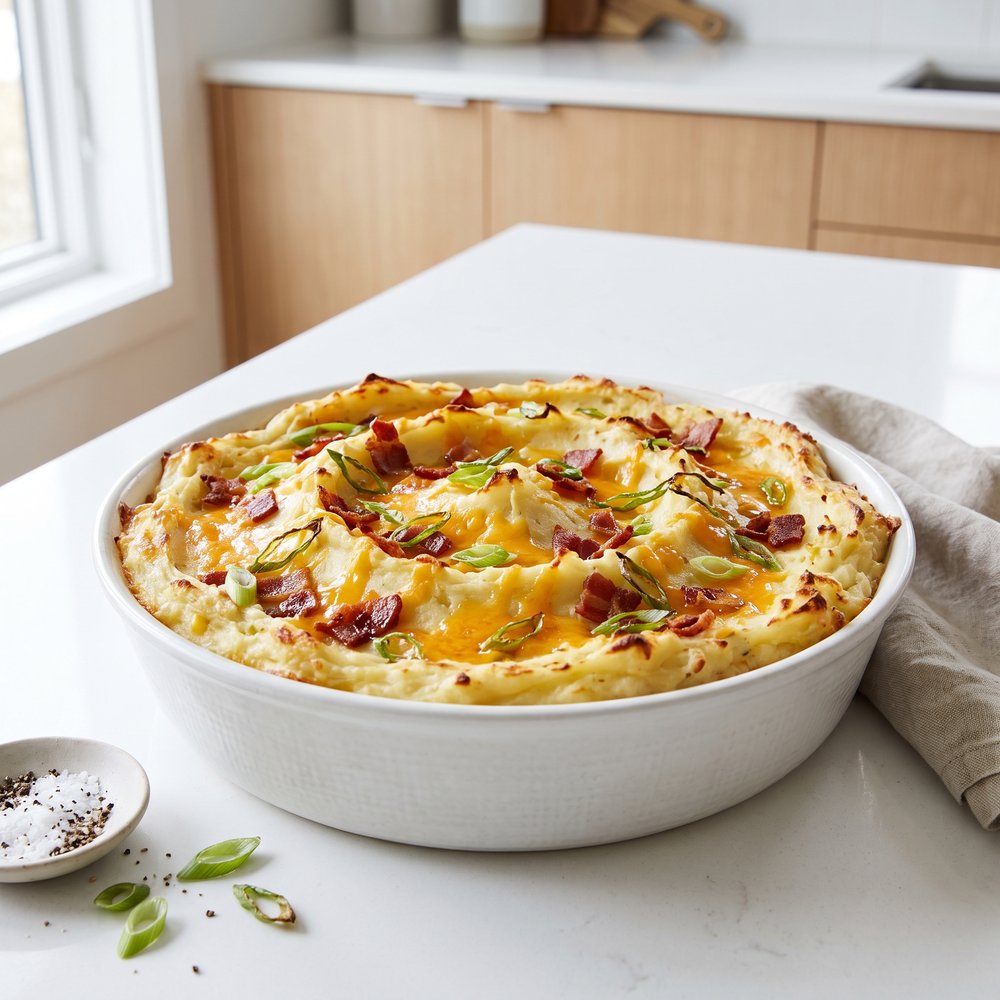 Loaded Baked Potato Casserole with Bacon and Cheddar