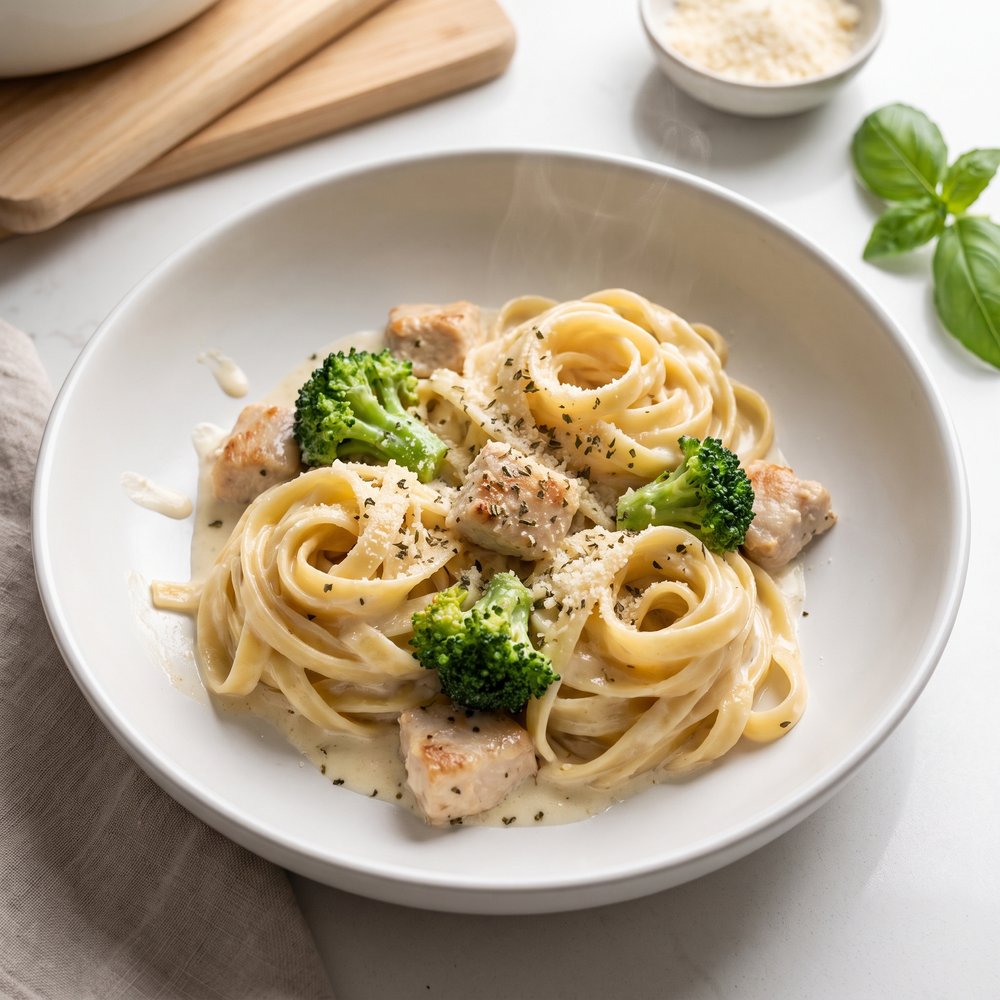 Quick Chicken & Broccoli Alfredo Pasta