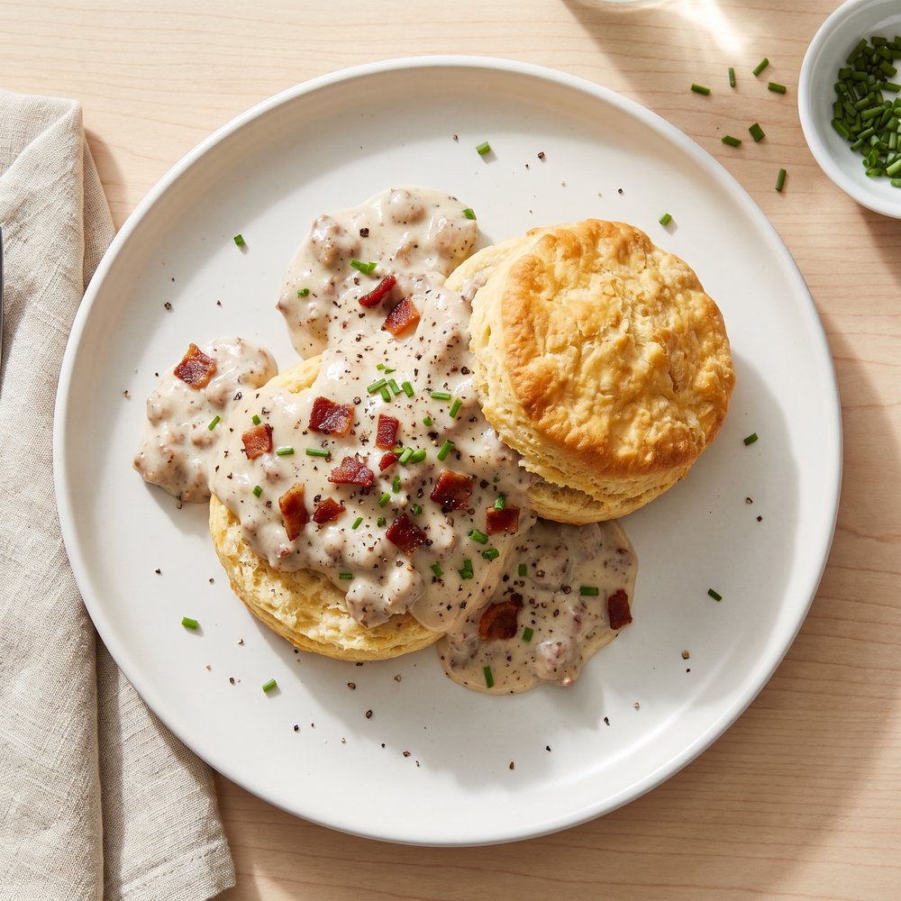 Biscuits with Country Bacon Gravy