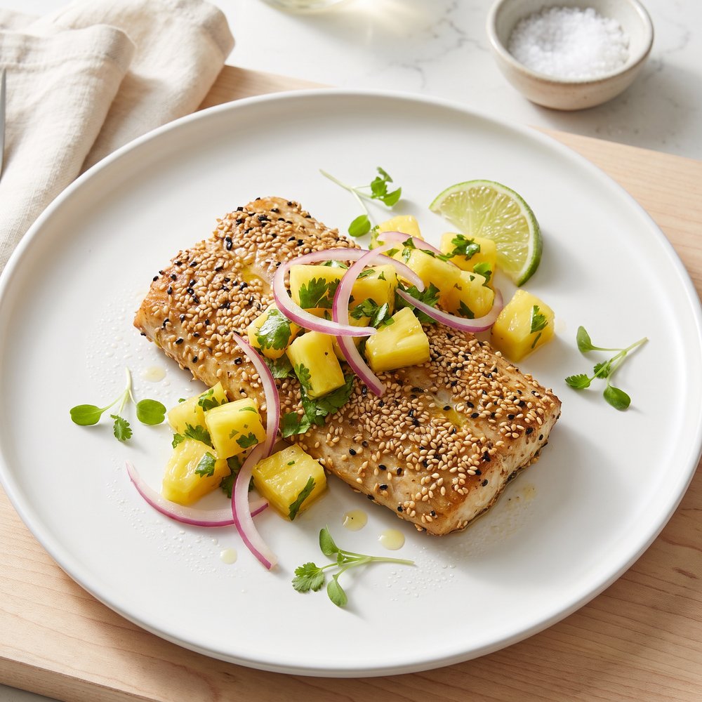 Sesame-Crusted Mahi Mahi with Pineapple Cilantro Salsa