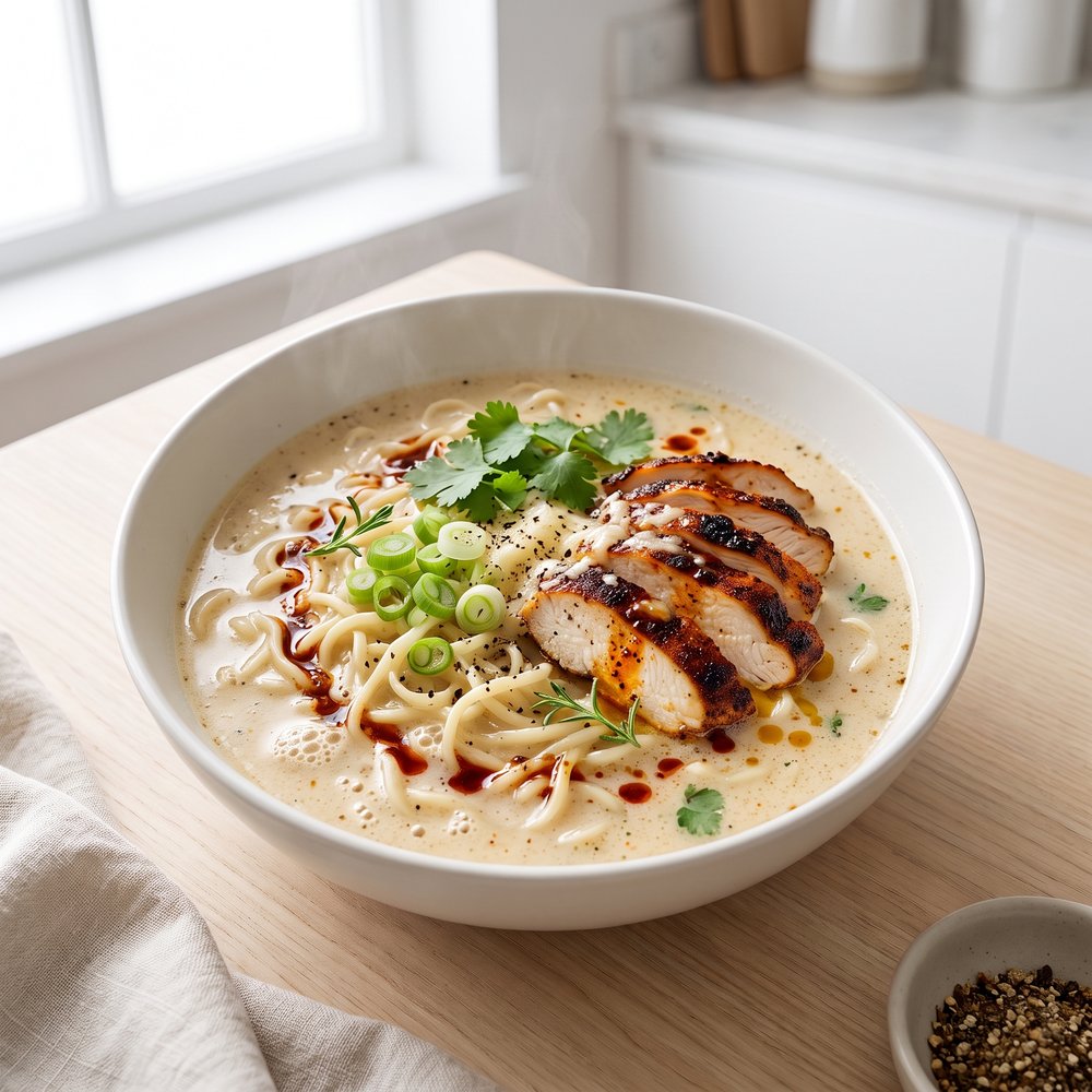 Creamy Blackened Chicken Ramen