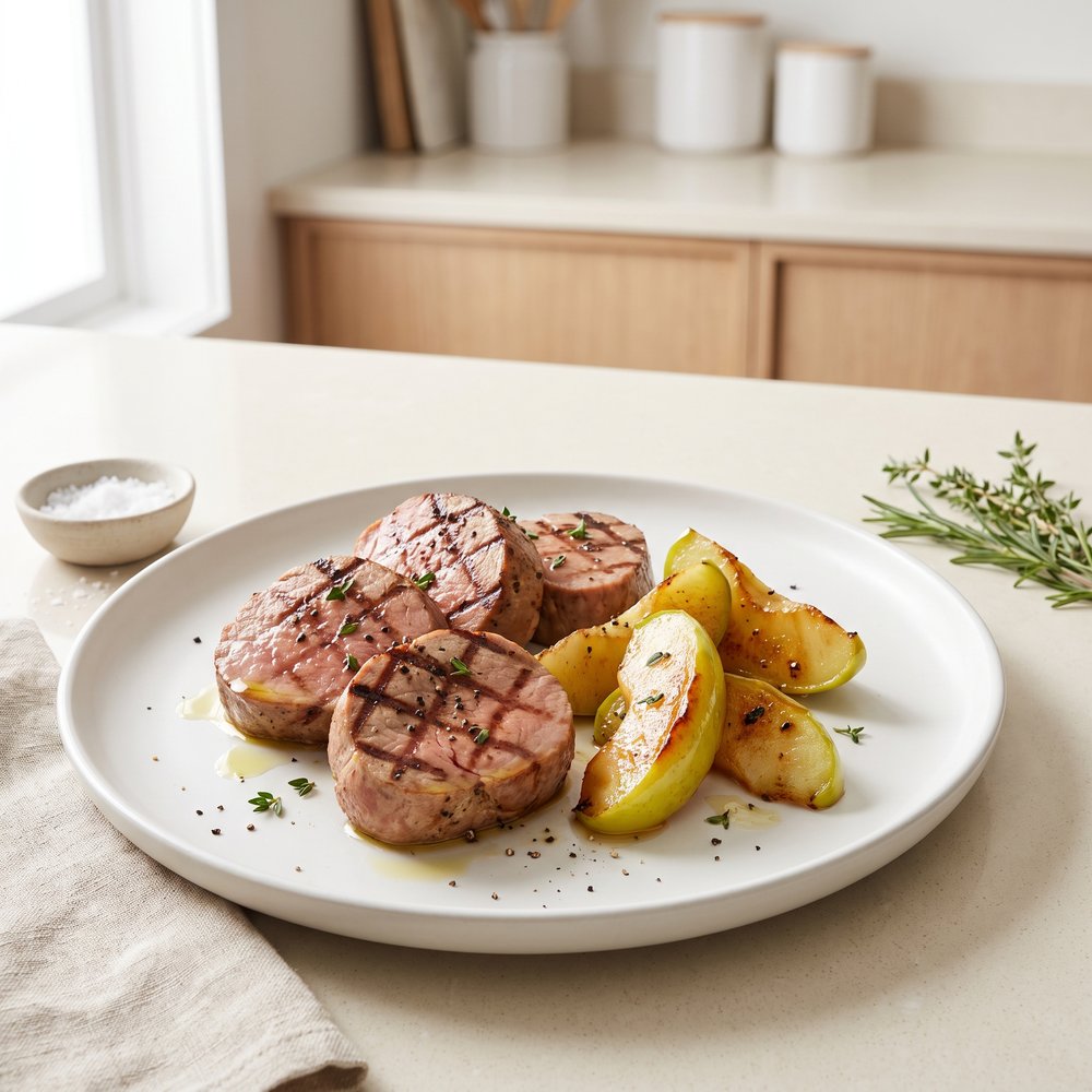 Char-Grilled Pork Tenderloin with Skillet-Fried Apples