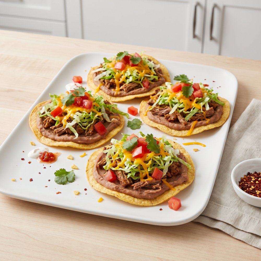 Crispy Oven Beef-and-Bean Tostadas