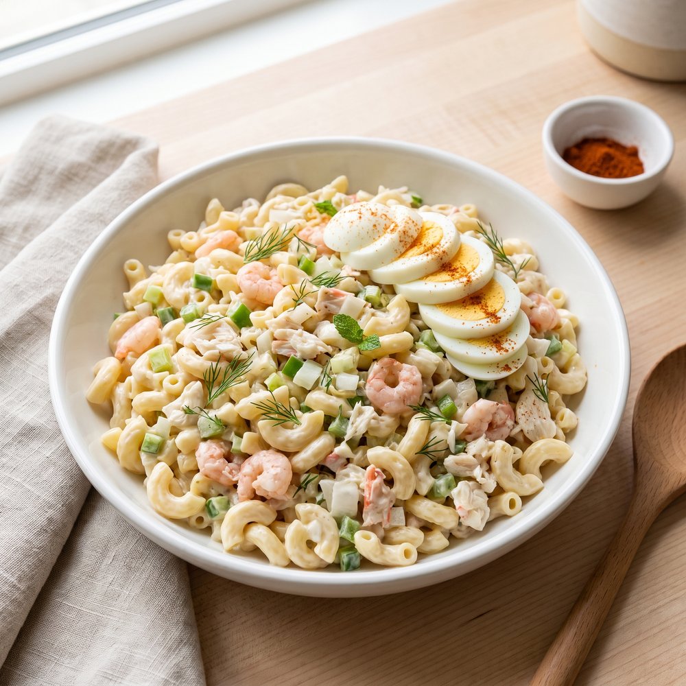 Seafood Macaroni Salad with Shrimp and Crab