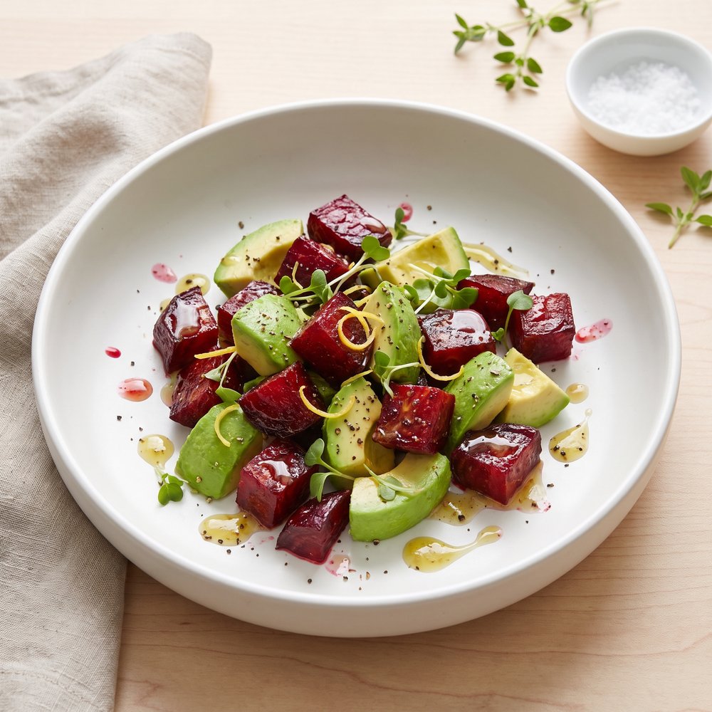 Avocado and Roasted Beet Salad with Lime-Dijon