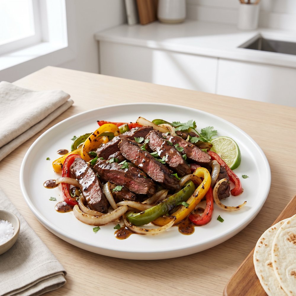 Spiced Venison Fajitas with Peppers and Onions