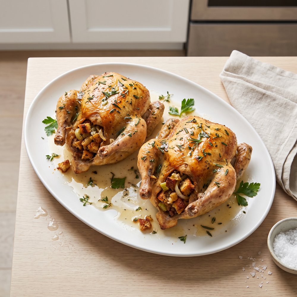Herb-Stuffed Cornish Game Hens, Slow Cooker Style