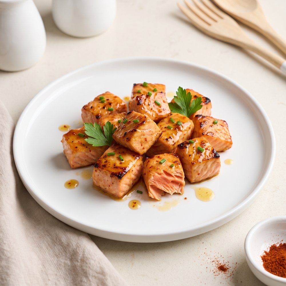 Air-Fried Honey Mustard Salmon Nuggets