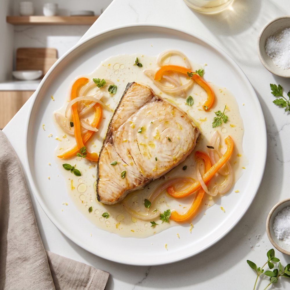 Baked Swordfish in a White Wine Sauce