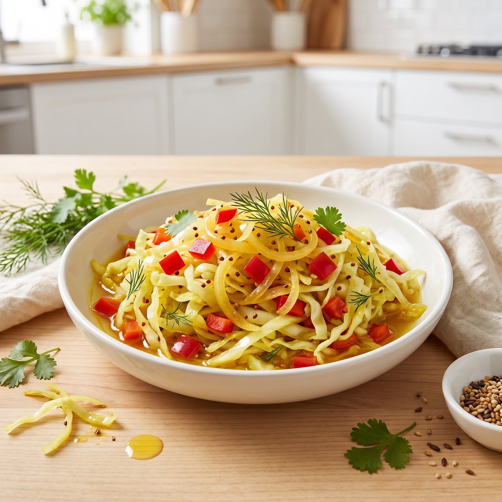 Cabbage, Red Pepper, and Onion Pickle