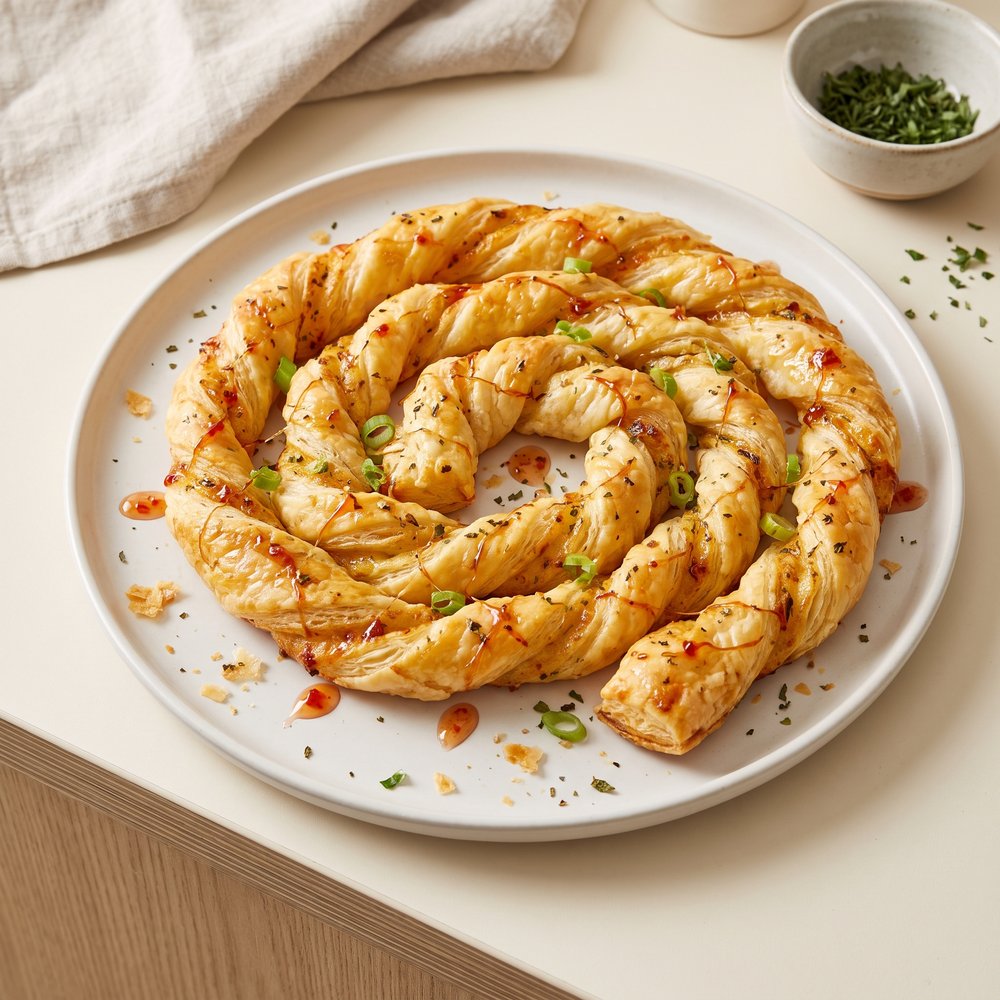 Cheesy Sweet Chili Puff Pastry Twists