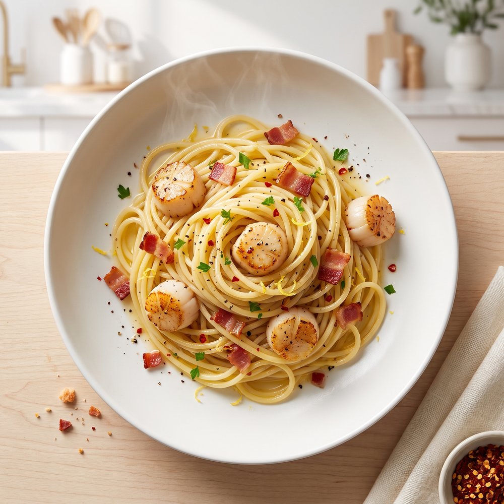 Bacon and Scallop Spaghetti