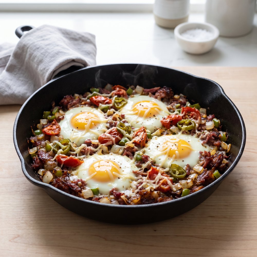 Skillet Corned Beef Hash with Eggs