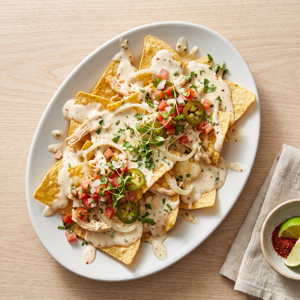 Pepper Jack Chicken Enchilada-Style Nachos