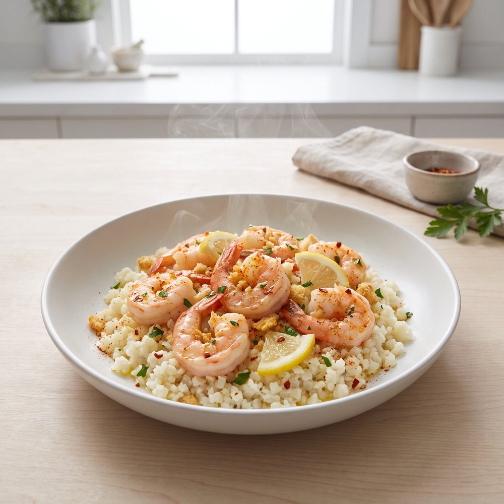 Lightened-Up Oven Shrimp Scampi