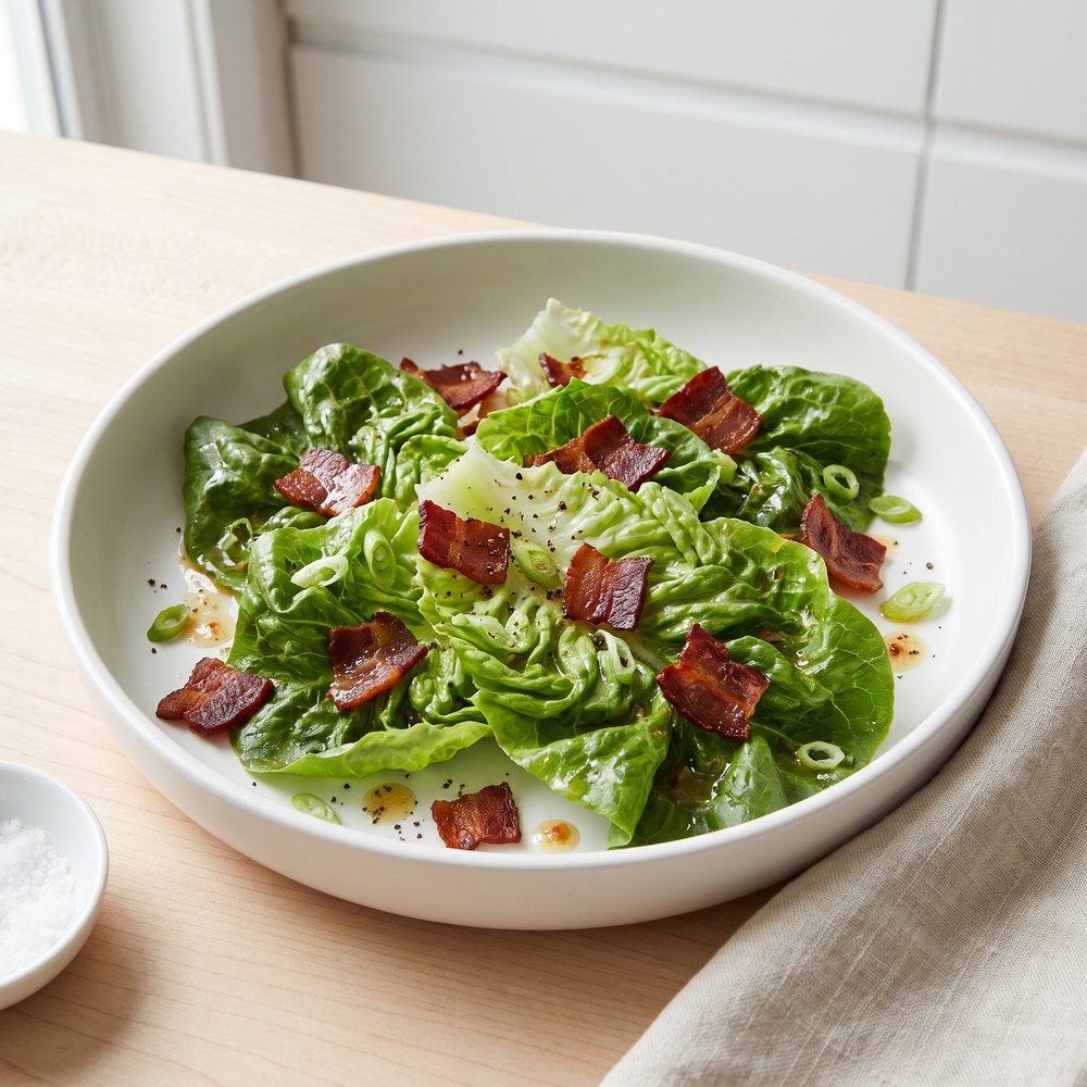 Warm Bacon-Dressed Lettuce Salad
