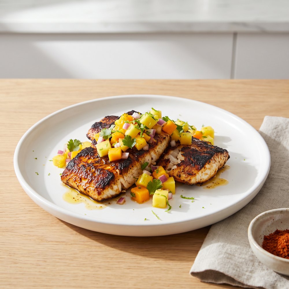 Blackened Mahi Mahi with Mango Pineapple Salsa