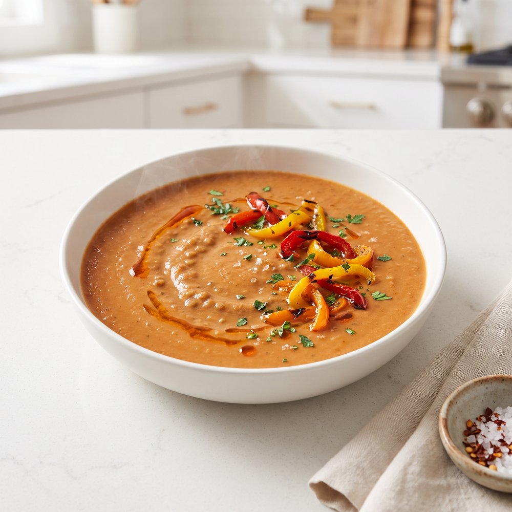 Charred Bell Pepper Lentil Soup