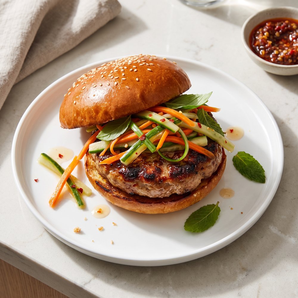 Vietnamese-Style Pork Bánh Mì Burgers