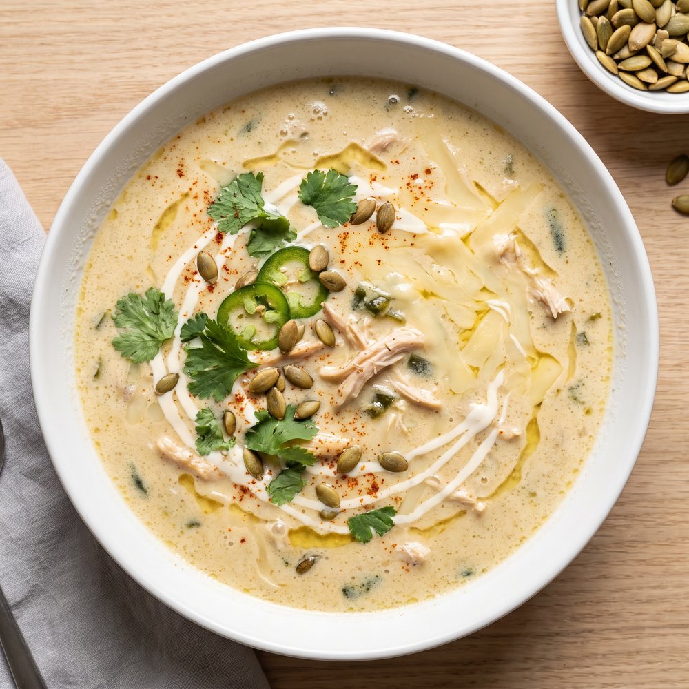 Creamy Chicken and Poblano Cheese Soup